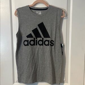 Adidas Gray Sleeveless Logo Tee